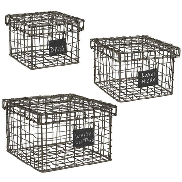 Wire Boxes with Chalkboard Tags - Sete of 3 Park Designs - The Fox Decor
